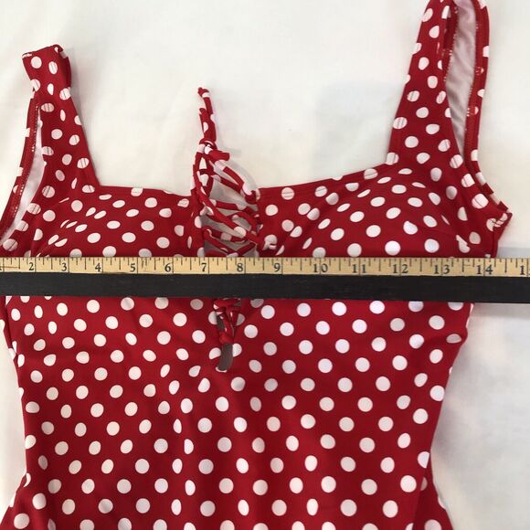 🏖️⛱️🏝️☀️Beach Joy Medium Bikini One Piece Red With White Polkadot Small - Picture 7 of 9